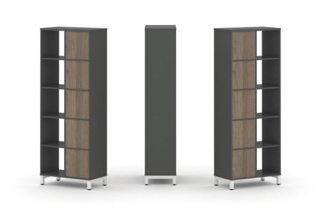 Набор стеллажа 2-х сторонний, 5 ярусов SN.NSD-521 (754х400х1982) (Антрацит/Вяз Благородный/Металл Белый)