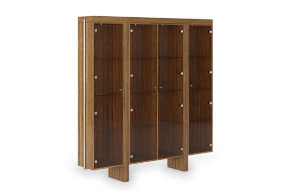 Шкаф-стеллаж со стеклянными полками Dao DA 2223 2200x400x2300 (Африканский орех)