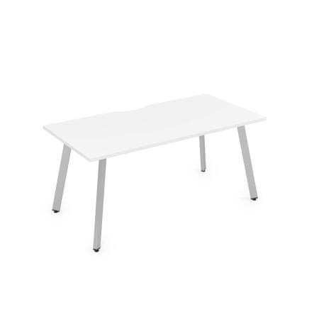10СРВ.085 Стол рабочий с вырезом, прямолинейный (1800x800x750) (Белый премиум/Алюминий матовый металл)