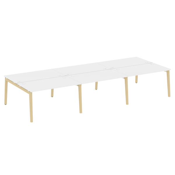 Рабочая станция на деревянных опорах Onix Wood OW.D.RS-6.3.8 4140x1635x750 (Белый Бриллиант/Дуб Светлый)