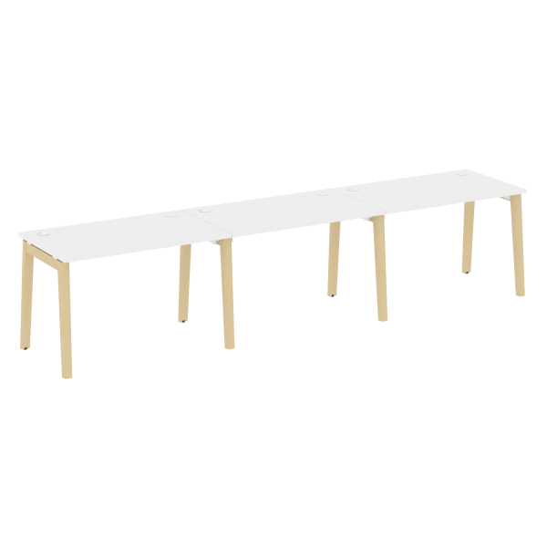 Рабочая станция на деревянных опорах Onix Wood OW.RS-3.2.7 3540x720x750 (Белый Бриллиант/Дуб Светлый)