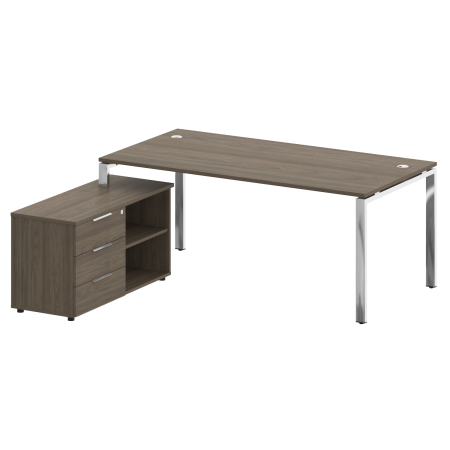 Стол для руководителя с тумбой левый БГ.СРТ-5.9 (L) 1900x1720x750 (Вяз Благородный/Нерж. Сталь)