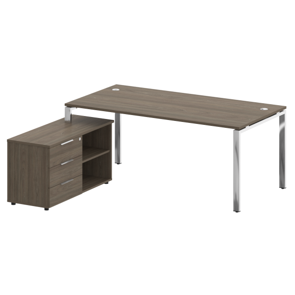 Стол для руководителя с тумбой левый БГ.СРТ-5.9 (L) 1900x1720x750 (Вяз Благородный/Нерж. Сталь)