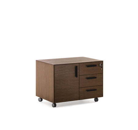 EXE Тумба 3 ящика, 1 дверь (Орех/Черный)