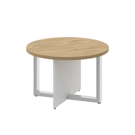 Стол журнальный, круглый Shift SK.SG-KR-70 (700x700x450) (Тиквуд Светлый-Белый Бриллиант | Хром)