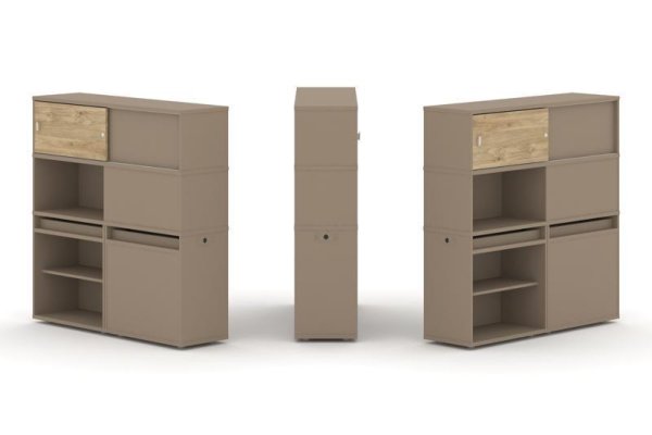 Тумба двойная + высокая надставка ES.NB.2V-29 (1500х410х1520) (Латте/Тиквуд Светлый)