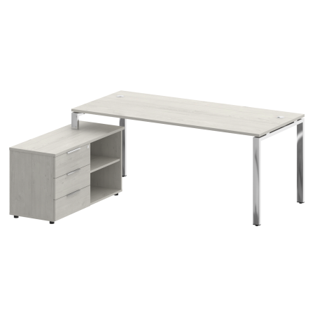 Стол для руководителя с тумбой левый БГ.СРТ-5.8 (L) 1900x1620x750 (Дуб Наварра/Нерж. Сталь)