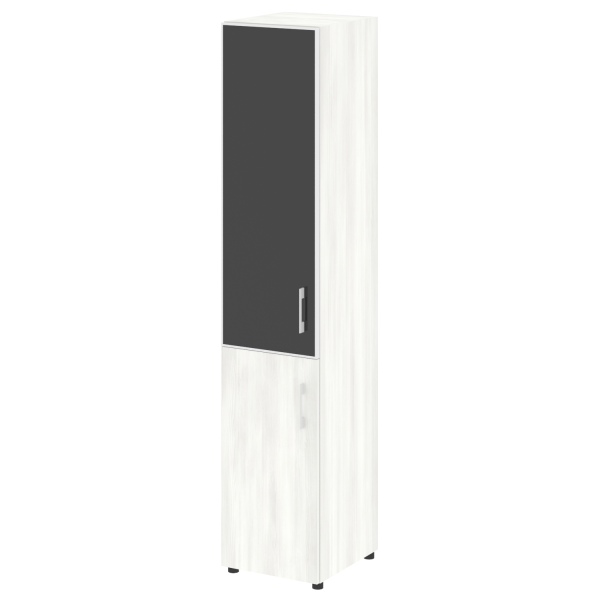 Шкаф для документов узкий со стеклом черным LT.SU-1.2 R (L) Black (Снежная Патина)