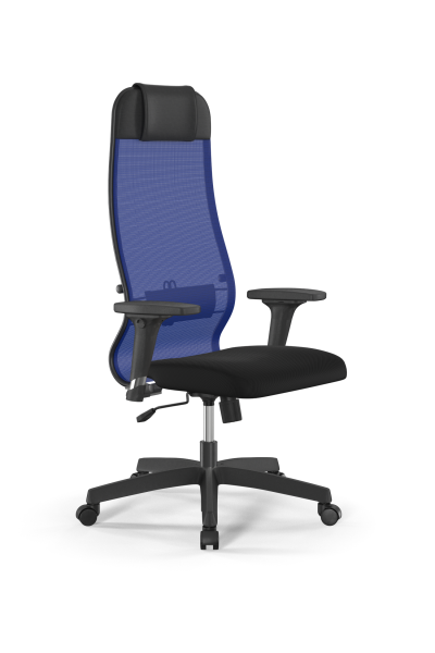 Кресло для руководителя Метта Sit 10 B1-111D - X2+UMF(X1) /Ub00/Wh00/D02P(M09.B02.G15.W01) (Синий | Черный)