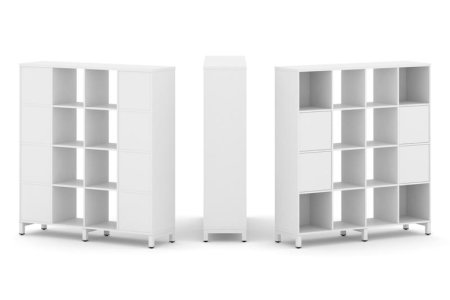 Набор стеллажа 1 сторонний, 4 яруса SN.NS-441 (1488х400х1615) (Белый/Металл Белый)