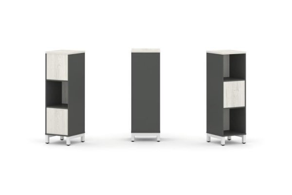 Набор стеллажа 2-х сторонний, 3 яруса SN.NSD-311 (387х400х1248) (Антрацит/Дуб Наварра/Металл Белый)