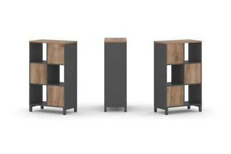 Набор стеллажа 1 сторонний, 3 яруса SN.NS-321 (754х400х1248) (Антрацит/Дуб Табак/Металл Антрацит)