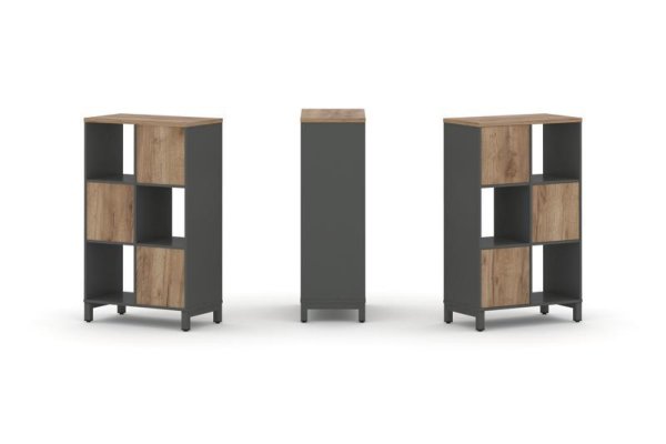 Набор стеллажа 1 сторонний, 3 яруса SN.NS-321 (754х400х1248) (Антрацит/Дуб Табак/Металл Антрацит)