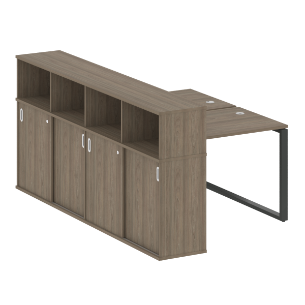 Рабочая станция с шкафом-купе на О-образном м/к Metal System Style БО.РС-СШК-4.1 Т 1410x2332x1098 (Вяз/Антрацит металл)