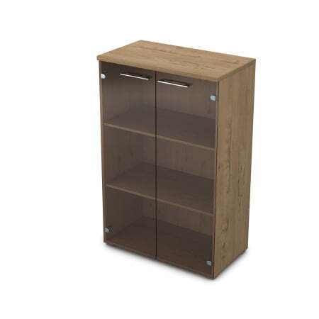 Шкаф средний со стеклом Gloss line 9НШ.017.3 800x450x1245 (Teakwood)