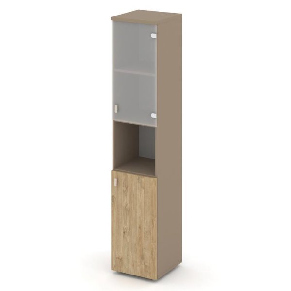 Шкаф высокий узкий правый ES.SU-1.4 (R) (400х420х1977) (Латте/Тиквуд Светлый/Сатин матовый)