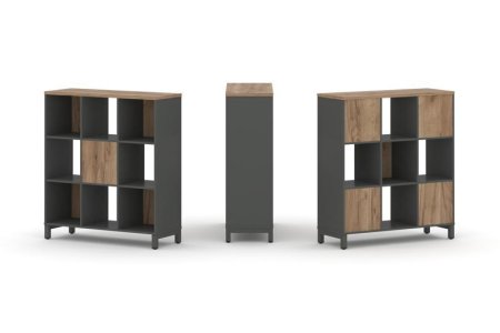 Набор стеллажа 2-х сторонний, 3 яруса SN.NSD-331 (1121х400х1248) (Антрацит/Дуб Табак/Металл Антрацит)
