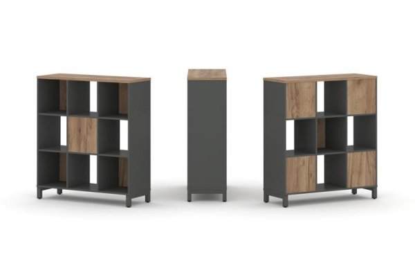 Набор стеллажа 2-х сторонний, 3 яруса SN.NSD-331 (1121х400х1248) (Антрацит/Дуб Табак/Металл Антрацит)