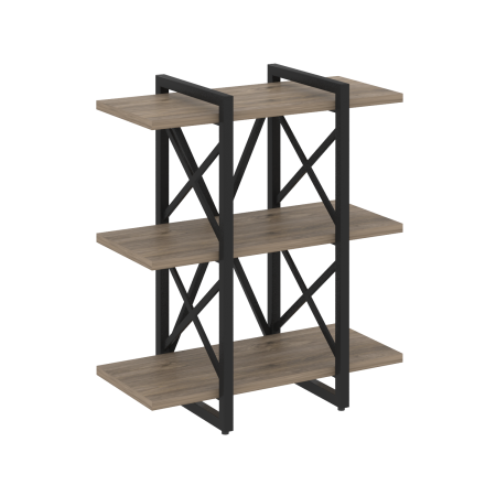 Стеллаж на регулируемых опорах-3 полки VR.L-MST.O-3.4V 800x400x910 (Тиквуд Темный/Черный металл)