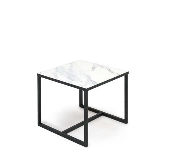 Стол кофейный малый 460х460х390 138S006 Мрамор (9005) (Мрамор/Черный металл)