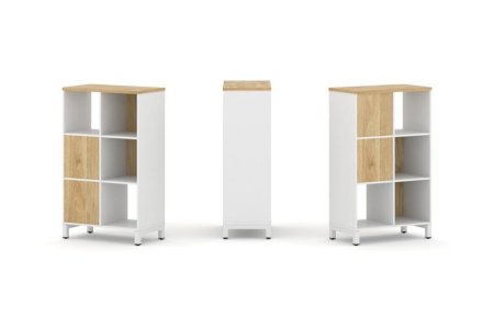 Набор стеллажа 2-х сторонний, 3 яруса SN.NSD-321 (754х400х1248) (Белый/Тиквуд Светлый/Металл Белый)