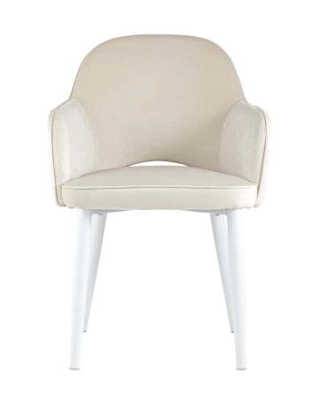 Стул Венера велюр кремовый ножки белые (Стул Венера кремовый)