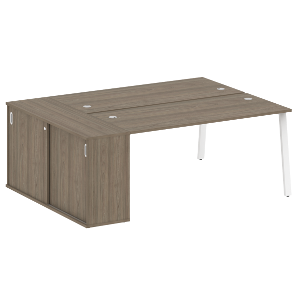 Рабочая станция с шкафом-купе на А-образном м/к Metal System Style БА.РС-СШК-1.4 Т 2010x1475x750 (Вяз/Белый металл)