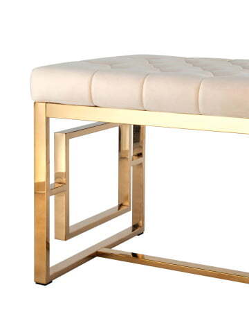 Банкетка-скамейка БРУКЛИН велюр бежевый сталь золото (Банкетка Бруклин бежевый)
