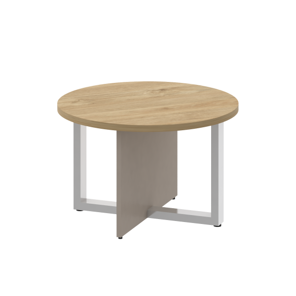 Стол журнальный, круглый Shift SK.SG-KR-70 (700x700x450) (Тиквуд Светлый-Капучино | Хром)