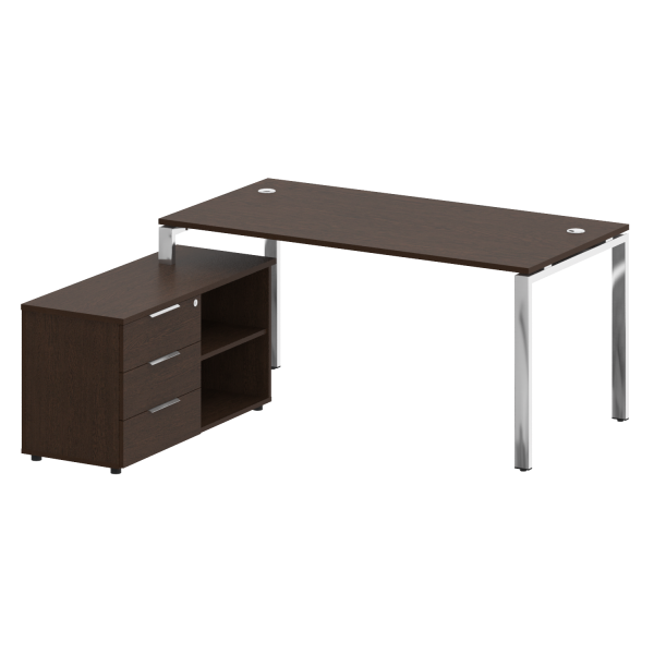 Стол для руководителя с тумбой левый БГ.СРТ-4.8 (L) 1700x1620x750 (Венге Цаво/Нерж. Сталь)