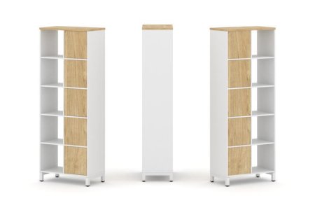 Набор стеллажа 2-х сторонний, 5 ярусов SN.NSD-521 (754х400х1982) (Белый/Тиквуд Светлый/Металл Белый)