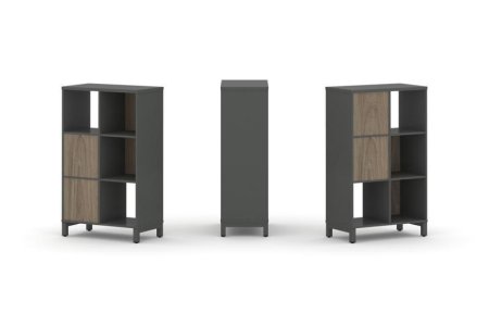 Набор стеллажа 2-х сторонний, 3 яруса SN.NSD-321 (754х400х1248) (Антрацит/Вяз Благородный/Металл Антрацит)