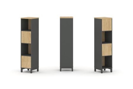 Набор стеллажа 2-х сторонний, 4 яруса SN.NSD-411 (387х400х1615) (Антрацит/Тиквуд Светлый/Металл Антрацит)