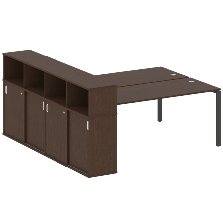 Рабочая станция с опорным шкафом-купе Metal System Style БП.РС-СШК-4.5 2210x2332x1098 (Венге Цаво/Антрацит металл)