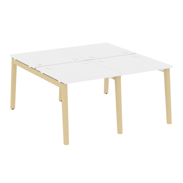 Рабочая станция на деревянных опорах Onix Wood OW.D.RS-4.0.8 1560x1635x750 (Белый Бриллиант/Дуб Светлый)