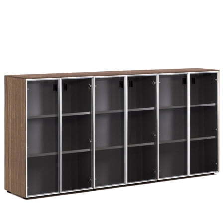 EXE Шкаф-ветрина на 6 дверей H120 (Орех/Черный)