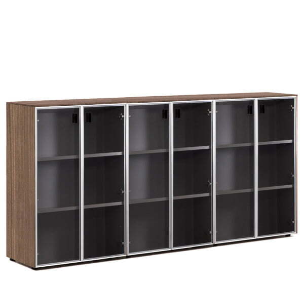 EXE Шкаф-ветрина на 6 дверей H120 (Орех/Черный)
