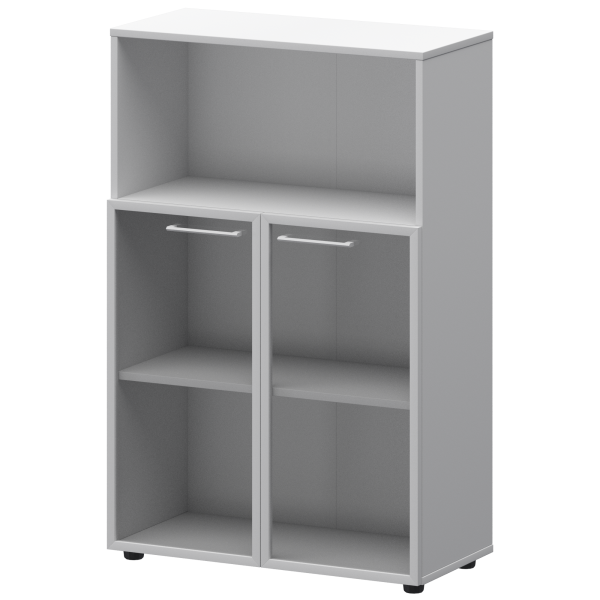 Шкаф средний с нишей со стеклом в ал. рамке Кортез СМШ38.28RS(Б) 792x380x1190 (Белый)