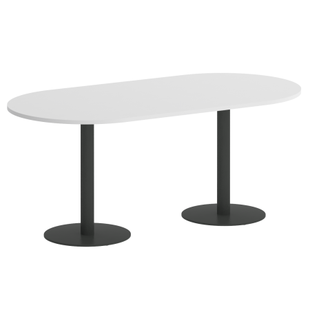 Стол овальный VR.SP-5-180.1 1800x900x750 (Белый Бриллиант/Антрацит Металл)