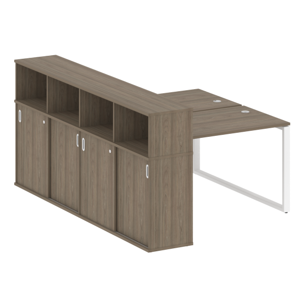 Рабочая станция с шкафом-купе на О-образном м/к Metal System Style БО.РС-СШК-4.2 Т 1610x2332x1098 (Вяз/Белый металл)