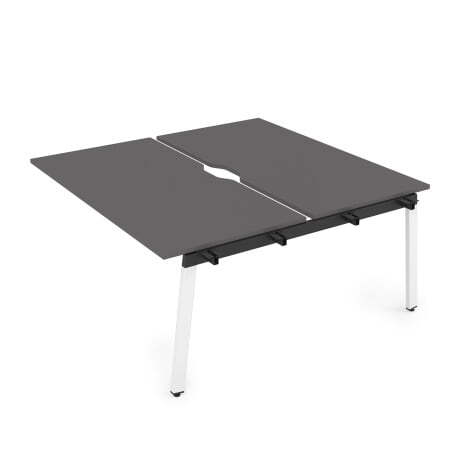 10БДСВ.268 Стол системы Бенч с вырезом, сдвоенный, на 2 рабочих места - средний (1200x1235x750) (Graphit/Белый металл)