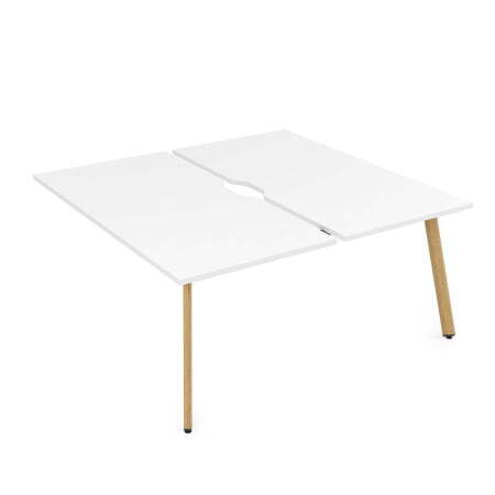 10БДКВ.268 Стол системы Бенч с вырезом, сдвоенный, на 2 рабочих места - конечный (1200x1235x750) (Белый премиум/Iron wood металл)