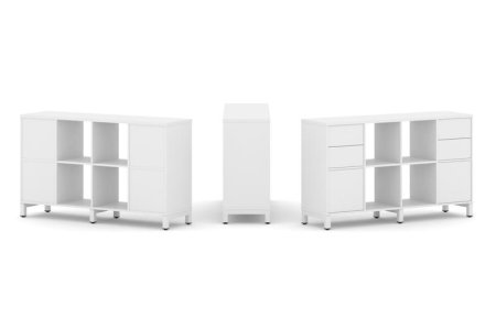 Набор стеллажа 1 сторонний, 2 яруса SN.NS-241 (1488х400х881) (Белый/Металл Белый)