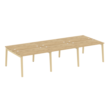 Рабочая станция на деревянных опорах Onix Wood OW.D.RS-6.2.7 3540x1475x750 (Тиквуд Светлый/Дуб Светлый)