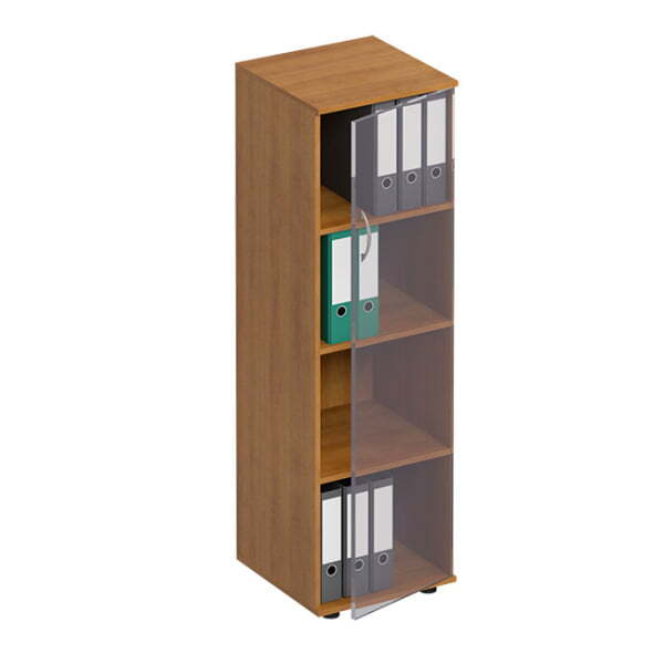 Стеллаж средний узкий со стеклянной дверью Формула ФР 358 410x450x1480 (Вяз светлый)