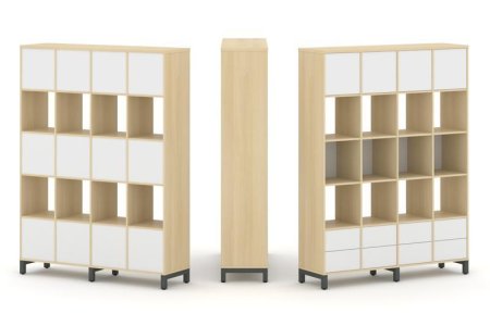 Набор стеллажа 1 сторонний, 5 ярусов SN.NS-541 (1488х400х1982) (Акация Лорка/Белый/Металл Антрацит)