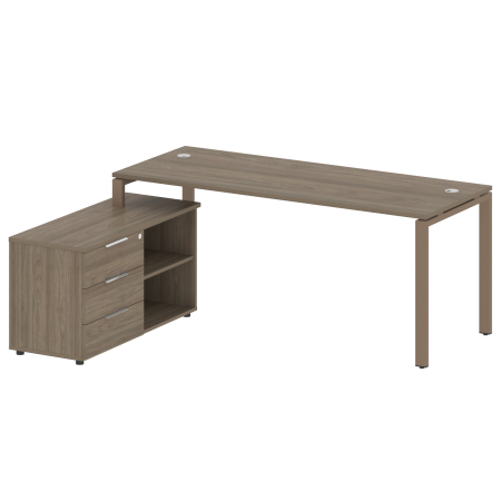 Рабочая станция с опорной тумбой левая Metal System Style БП.РС-СТС-2.5 Л 1900x1520x750 (Вяз/Мокко металл)