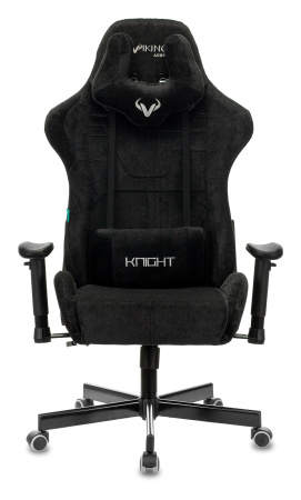 Кресло игровое Zombie VIKING KNIGHT Fabric черный Light-20 с подголов. крестов. металл (Черный)