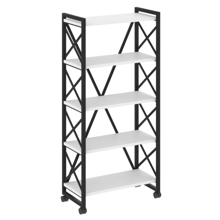 Стеллаж на колесных опорах-5 полок VR.L-MST.K-5.8 800x400x1704 (Белый Бриллиант/Черный металл)