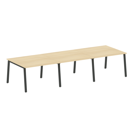 Стол для переговоров (3 столешницы) на А-образном м/к Metal System Style БА.ПРГ-3.2 3600x1235x750 (Акация/Антрацит металл)